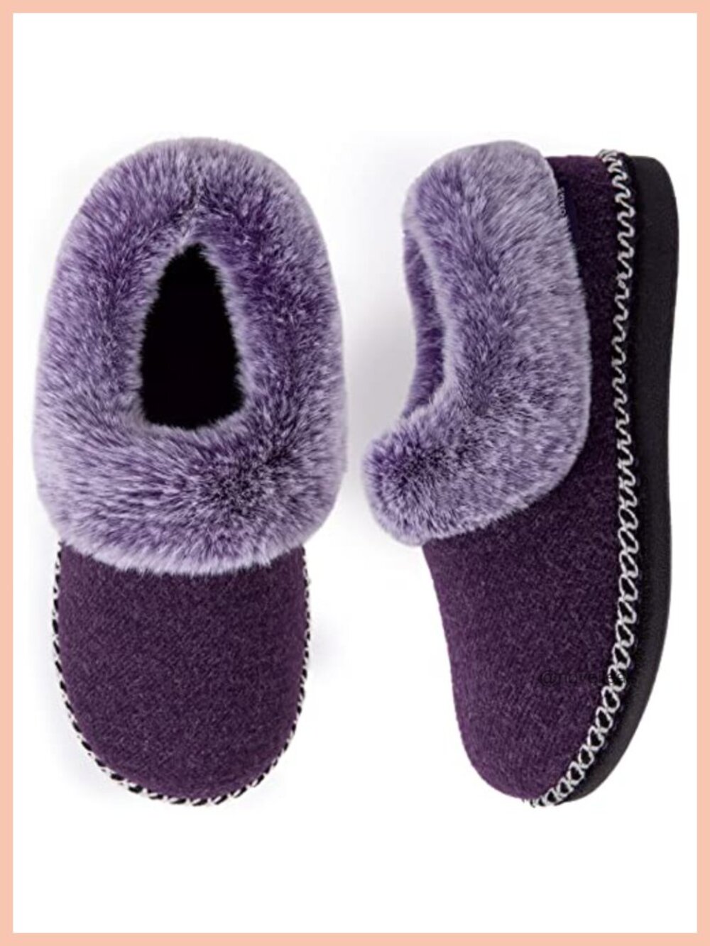 EverFoams Bootie Slippers Fuzzy Faux Fur Collar Memory Foam Indoor Outdoor